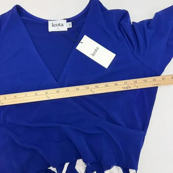 NWT Leota Women's Blue Zig Zag Navy Crepe A-Line Stretchy Dress sz XXL Casual - Picture 4 of 8